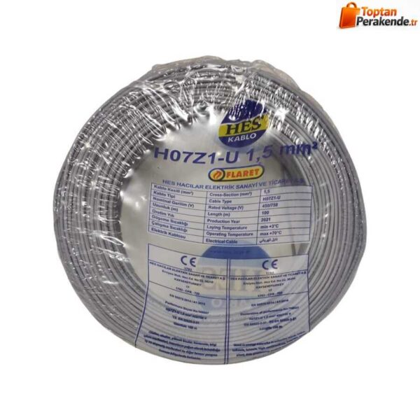 Hes NYA Kablo 1,5 Mm² Gri (H07z1-U) (Halojen Free)